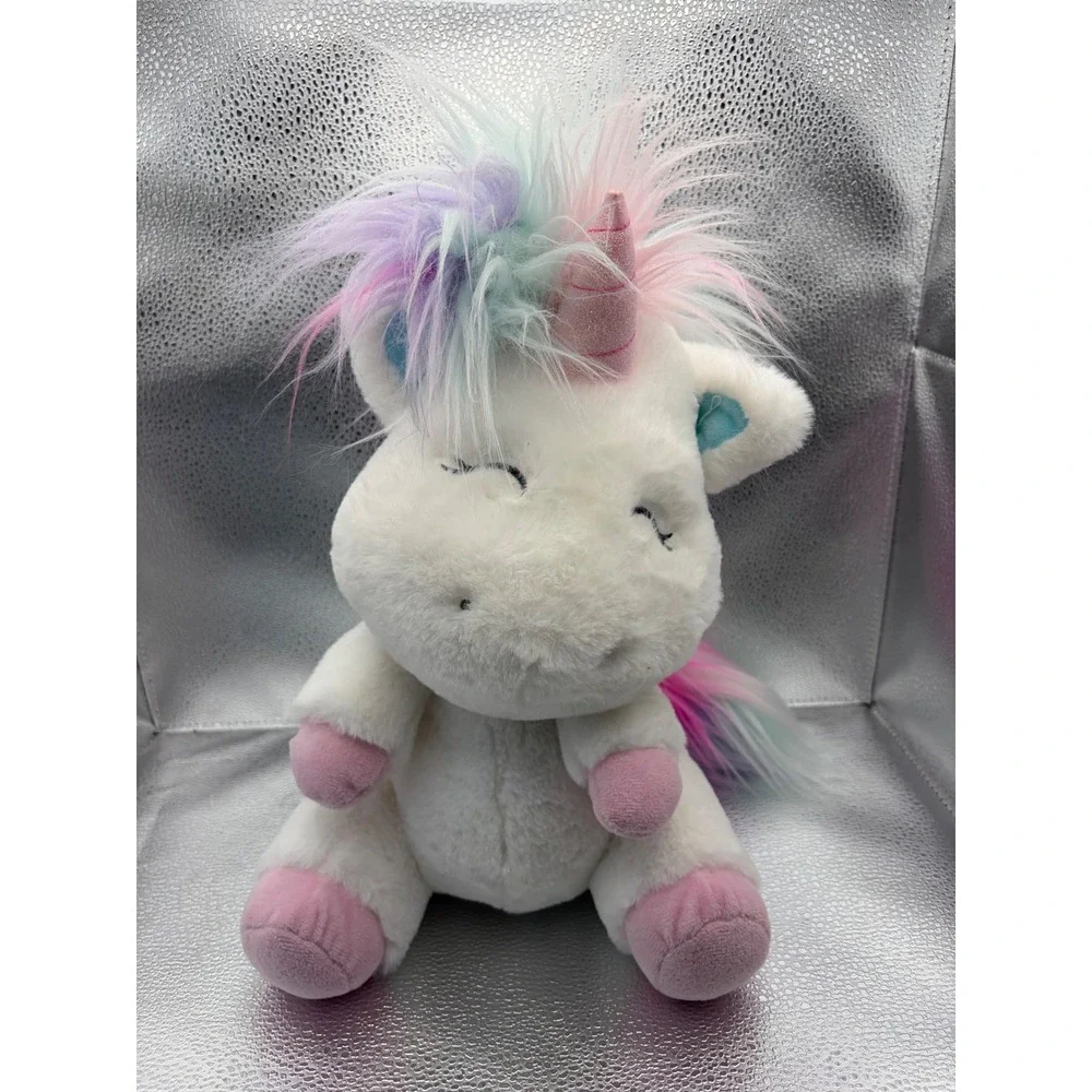 Hugs & Cuddles Rainbow Unicorn Plush Stuffed Animal White Pink 10 inch 2022